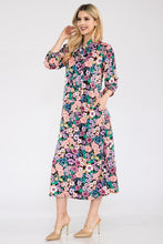 Load image into Gallery viewer, Celeste Full Size Floral Midi Dress with Bow Tied