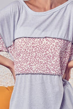 Load image into Gallery viewer, BiBi Leopard Block Exposed Seams T-Shirt