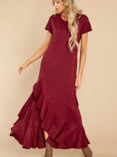 Load image into Gallery viewer, Slit Round Neck Short Sleeve Maxi Dress