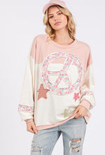 Load image into Gallery viewer, SAGE + FIG Peace & Star Patch Contrast Round Neck Sweatshirt