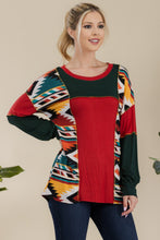 Load image into Gallery viewer, Celeste Full Size Exposed Seam Printed Color Block T-Shirt