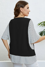 Load image into Gallery viewer, Plus Size Striped Round Neck Half Sleeve Top