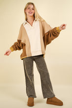 Load image into Gallery viewer, VERY J Color Block Johnny Collar Frenchy Terry Sweatshirt