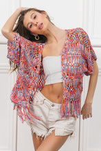 Load image into Gallery viewer, BiBi Open Front Fringed Crop Knit Cardigan