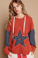 Load image into Gallery viewer, POL Star Patchwork Raw Edge French Terry Hoodie
