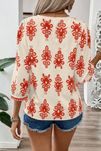 Load image into Gallery viewer, Printed V-Neck Three-Quarter Sleeve Blouse