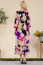 Load image into Gallery viewer, Celeste Full Size Floral Ruffled Midi Dress