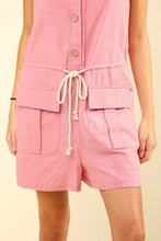 Load image into Gallery viewer, VERY J Half Button Drawstring Sleeveless Romper