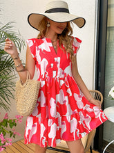 Load image into Gallery viewer, Printed Notched Cap Sleeve Dress