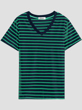 Load image into Gallery viewer, Plus Size Striped V-Neck Short Sleeve T-Shirt