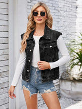 Load image into Gallery viewer, Button Up Cap Sleeve Denim Jacket
