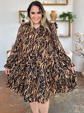Load image into Gallery viewer, Double Take Full Size Printed Ruffle Hem Long Sleeve Dress