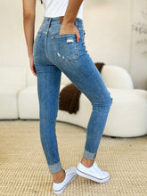 Load image into Gallery viewer, Judy Blue Full Size Mid Rise Destroy & Cuff Skinny Jeans