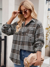 Load image into Gallery viewer, Mandy Pocketed Plaid Collared Neck Long Sleeve Shirt