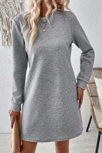 Load image into Gallery viewer, Textured Round Neck Long Sleeve Mini Dress