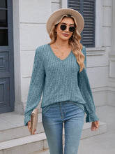 Load image into Gallery viewer, Lace Detail V-Neck Long Sleeve T-Shirt