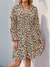 Load image into Gallery viewer, Perfee Printed Tie Neck Long Sleeve Mini Dress