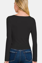 Load image into Gallery viewer, Zenana Square Neck Fitted Long Sleeve T-Shirt