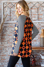 Load image into Gallery viewer, Heimish Full Size Checkered Contrast Striped Long Sleeve T-Shirt
