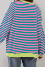 Load image into Gallery viewer, Striped Round Neck Long Sleeve Sweatshirt
