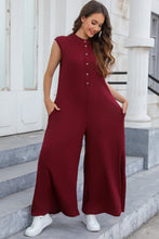 Load image into Gallery viewer, Half Button Wide Leg Jumpsuit with Pockets