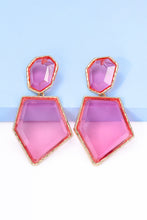 Load image into Gallery viewer, Geometrical Shape Zinc Alloy Frame Resin Dangle Earrings