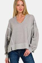 Load image into Gallery viewer, Zenana Contrast Trim Slit Hoodie