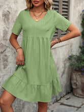 Load image into Gallery viewer, V-Neck Short Sleeve Mini Dress