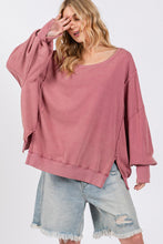 Load image into Gallery viewer, SAGE + FIG Mineral Wash Side Slit Oversized Sweatshirt
