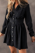 Load image into Gallery viewer, Ruched Button Up Long Sleeve Dress