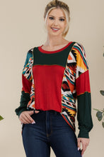 Load image into Gallery viewer, Celeste Full Size Exposed Seam Printed Color Block T-Shirt
