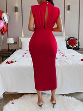 Load image into Gallery viewer, Cutout Slit Mock Neck Sleeveless Dress