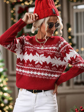 Load image into Gallery viewer, Perfee Geometric Round Neck Long Sleeve Sweater