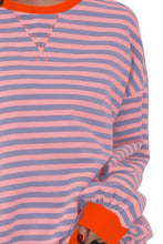 Load image into Gallery viewer, Striped Round Neck Long Sleeve Sweatshirt