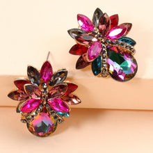 Load image into Gallery viewer, Flower Shape Glass Stone Stud Earrings