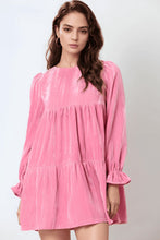 Load image into Gallery viewer, Tied Round Neck Flounce Sleeve Mini Dress