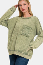 Load image into Gallery viewer, Zenana Exposed Seam Round Neck Dropped Shoulder Sweatshirt