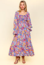 Load image into Gallery viewer, Haptics Smocked Floral Square Neck Flounce Sleeve Dress