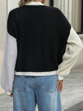 Load image into Gallery viewer, Contrast Open Front Long Sleeve Cardigan