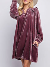 Load image into Gallery viewer, Frill Notched Long Sleeve Dress with Pockets