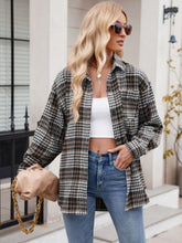 Load image into Gallery viewer, Mandy Pocketed Plaid Collared Neck Long Sleeve Shirt