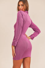 Load image into Gallery viewer, MABLE Front Ruched Button-Down Skinny Mini Shirt Dress