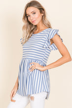 Load image into Gallery viewer, BOMBOM Striped Round Neck Blouse