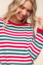Load image into Gallery viewer, Haptics Full Size Striped Contrast Side Slit Knit Top
