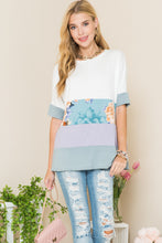 Load image into Gallery viewer, Celeste Full Size Contrast Color Block Round Neck T-Shirt