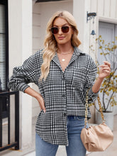 Load image into Gallery viewer, Mandy Pocketed Plaid Collared Neck Long Sleeve Shirt