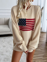 Load image into Gallery viewer, Devine US Flag Round Neck Long Sleeve Knit Top