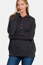 Load image into Gallery viewer, Zenana Half Snap Long Sleeve Hoodie with Kangaroo Pocket