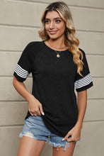 Load image into Gallery viewer, Striped Round Neck Short Sleeve T-Shirt