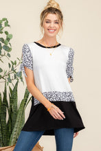 Load image into Gallery viewer, Celeste Full Size Open Tie Sleeve Leopard Color Blocked Top